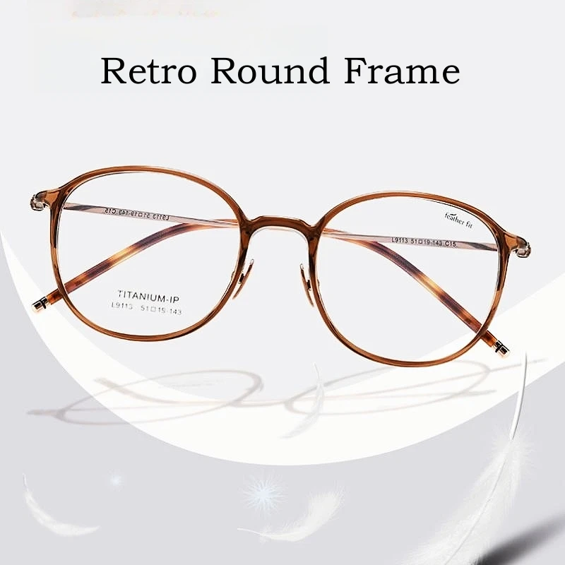 OLLYMURS جديد خفيف للغاية مريح TR90 التيتانيوم النقي نظارات الرجال الرجعية مستديرة النظارات الطبية البصرية إطار النساء L9113Y