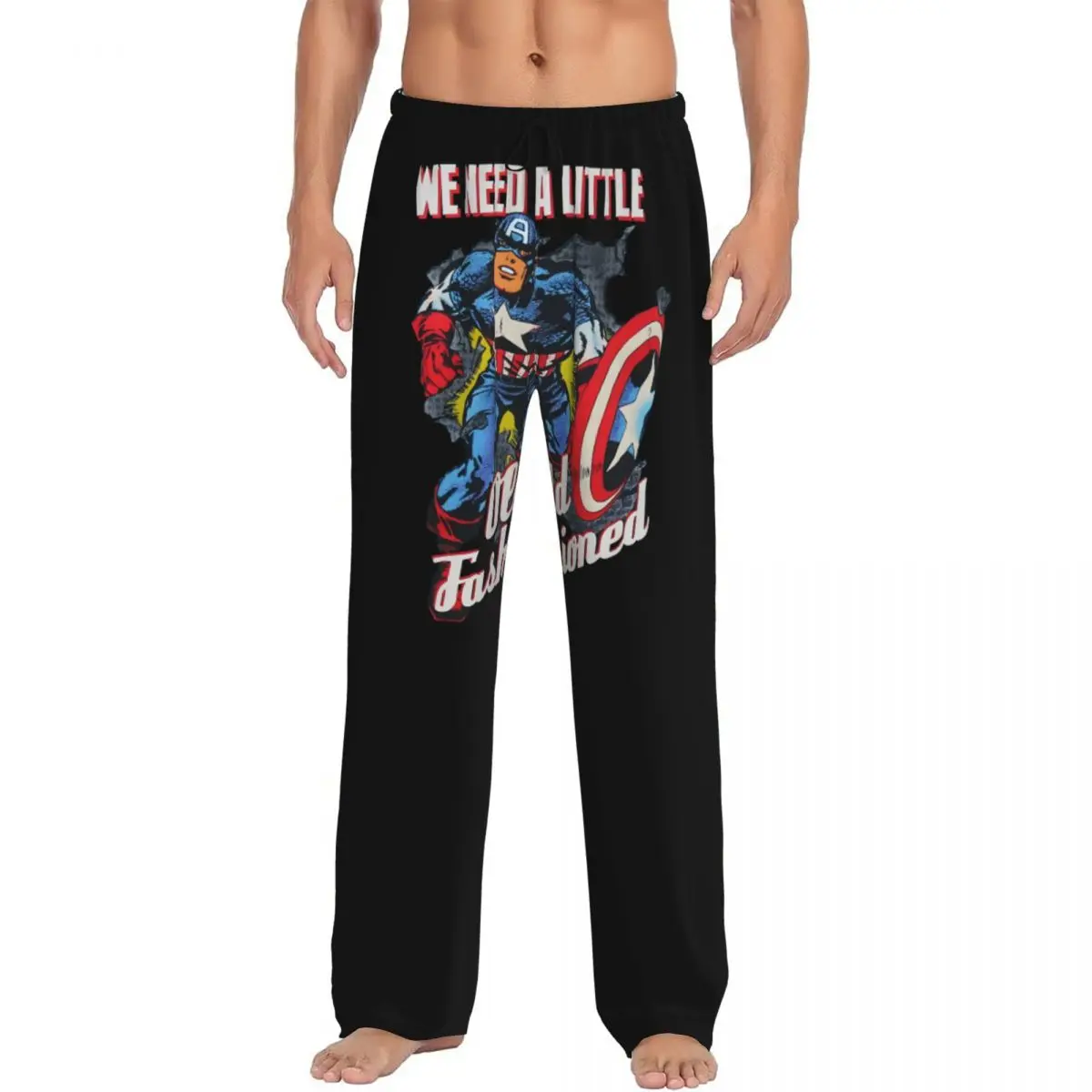 

Custom Captain America Pajama Pants Men's Sleepwear Lounge Sleep Bottoms Stretch with Pockets