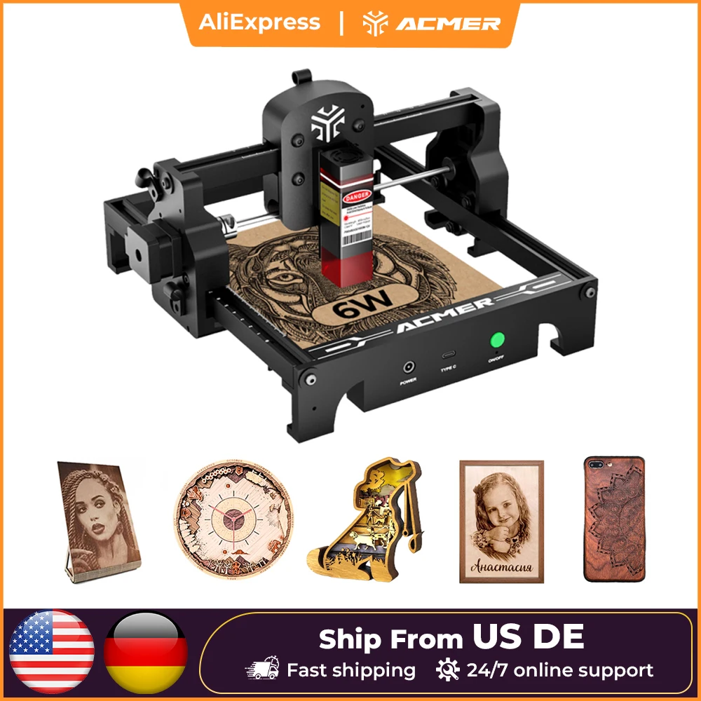 

ACMER Mini 2.5/3.5/6W Laser Engraver Portable CNC Laser Engraving Machine Cut Woodworking Tool for Logo Wood Acrylic Beginner