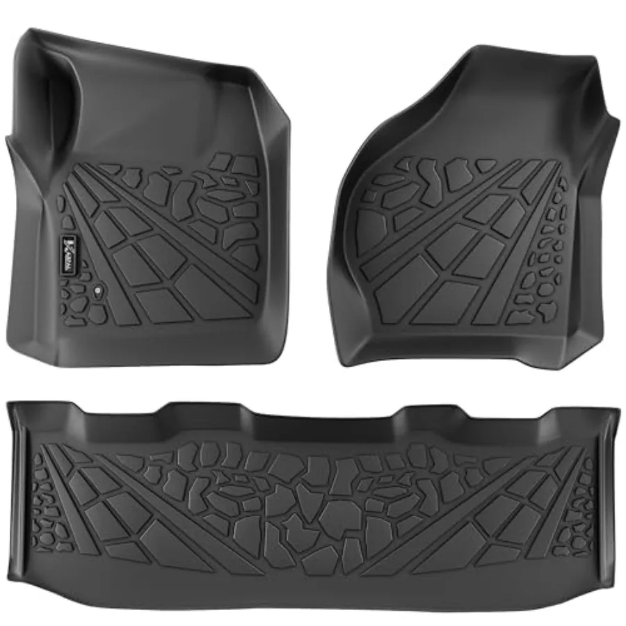 

Floor Mats for 1999-2007 Ford F-250/F-350/F-450 Super Duty Crew Cab Custom Fit TPE All Weather Floor Liner in Black with Durabl