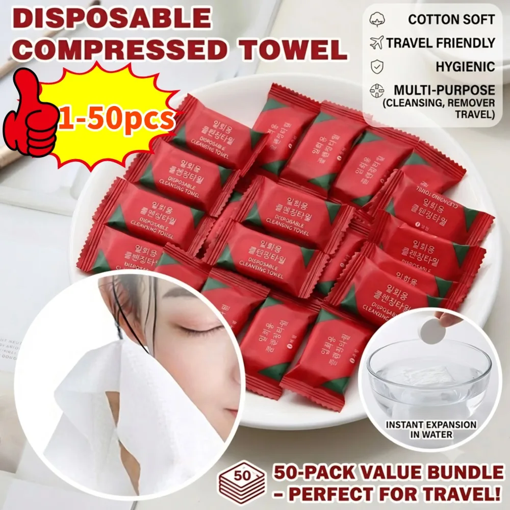 1-50pcs Disposable Compressed Towel Portable Travel Towels Compressed Facial Wipe Soft Towel Suitable For Outdoor Camping