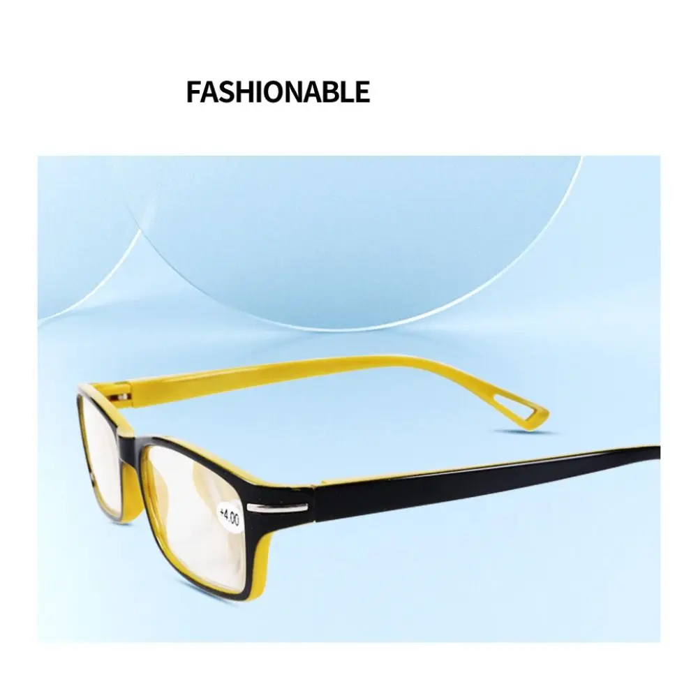 PC Plastic Reading Glasses Retro Decorative Glasses Yellow Black Frame Glasses Rectangle Presbyopia Eyeglasses Readers