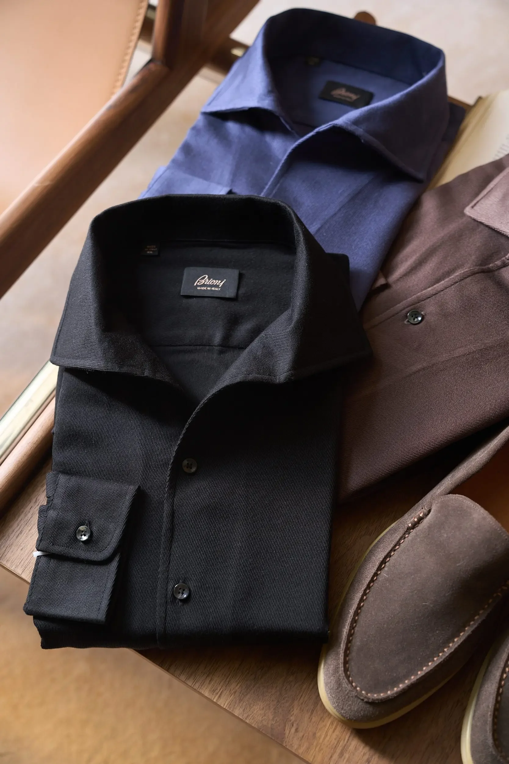 Bri Italian wool-blend one-piece neck men's casual shirt