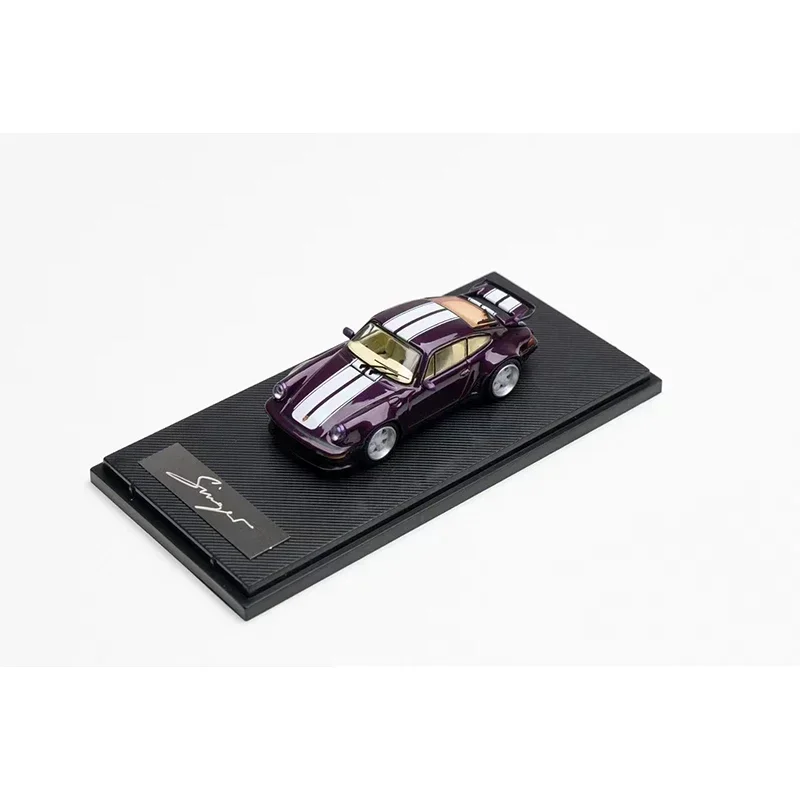 Rhino Aircooled 1:64 Singer Turbo Study 930 Pearl Purple Openable Hood Diecast Diorama Car Model Collection Toys