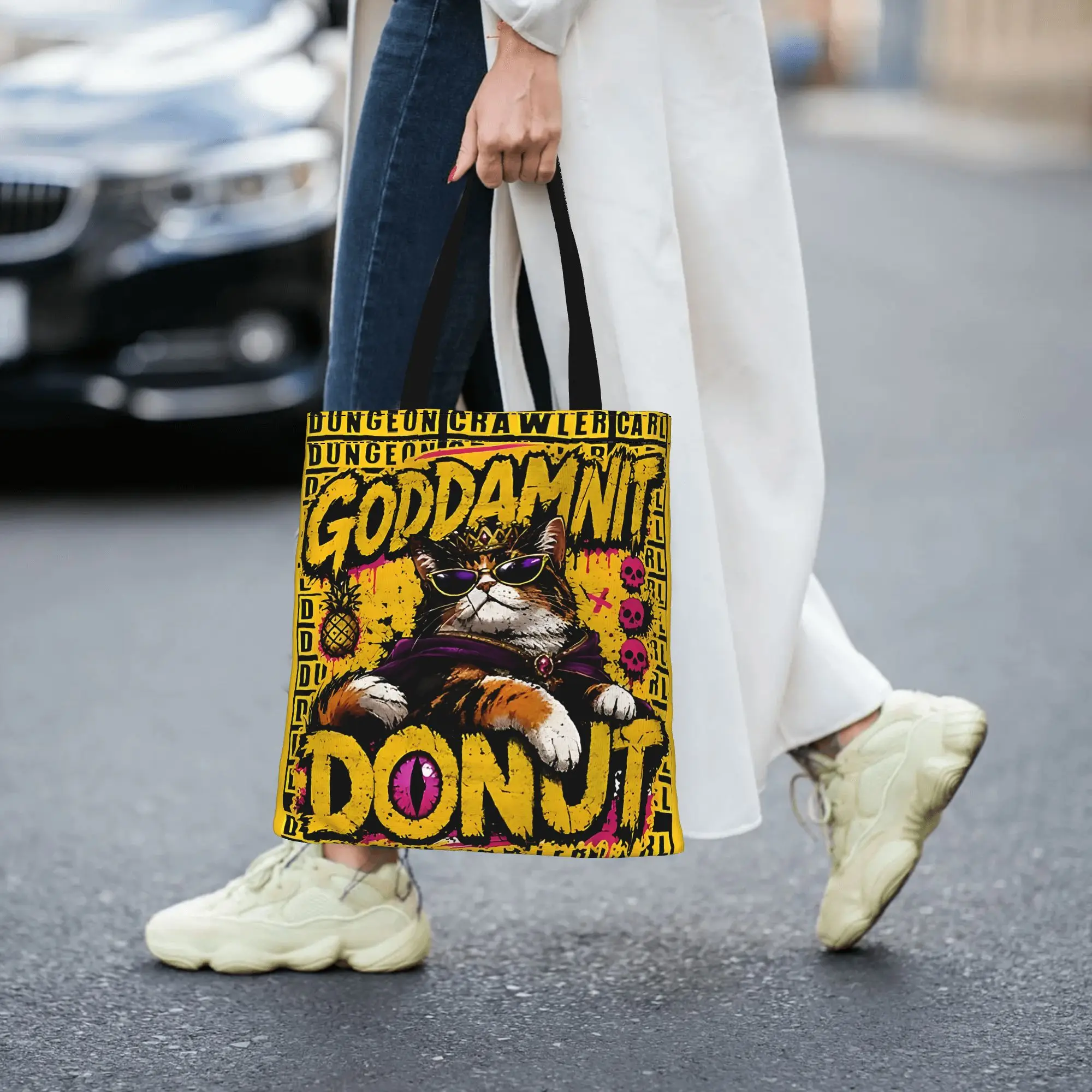 Goddammit Donut, Dungeon Crawler Carl canvas tote bag,  casual style for daily shopping