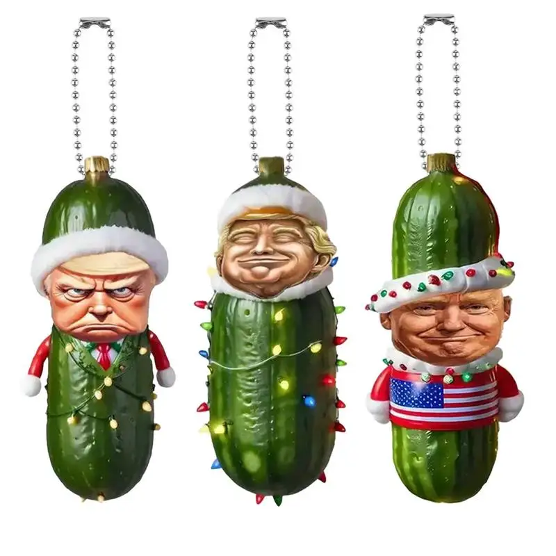 Creative Christmas Cucumber Hanging Ornaments Acrylic Xmas Tree Pendant 2D Flat Cucumber Decoration For Tree Window Car Decor