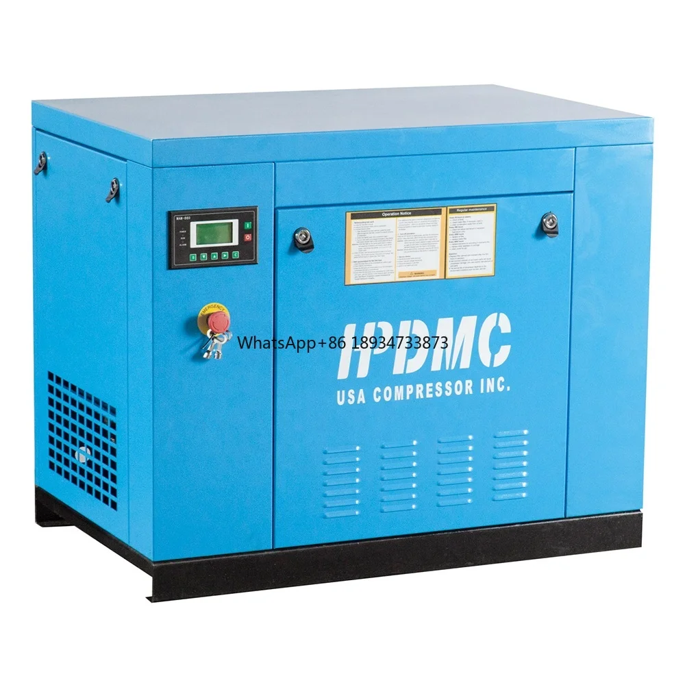 10HP 7.5kw General Industrial Oil Injected Permanent Magnet Variable Frequency Screw Air Compressor Pump Stationary Air Cooling