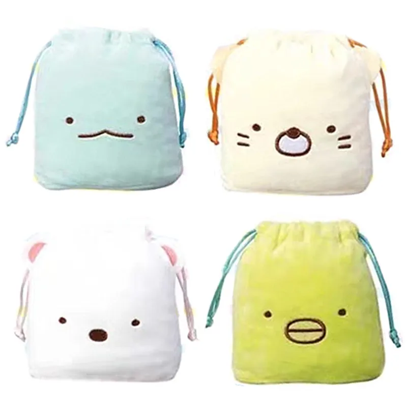 New Cute Sumikkogurashi Kids Woman Plush Stuffed Small Drawstring Bags For Children