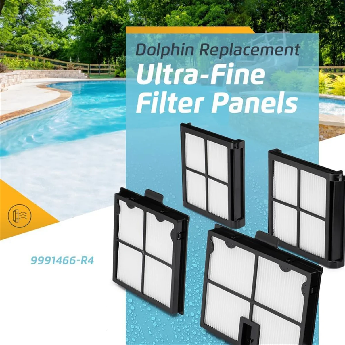 O novo filtro ultrafino 9991466 -R4 Substituir para Limpadores Robôs de Piscinas Dolphin Active 10, Active 15, Advantage,, E10