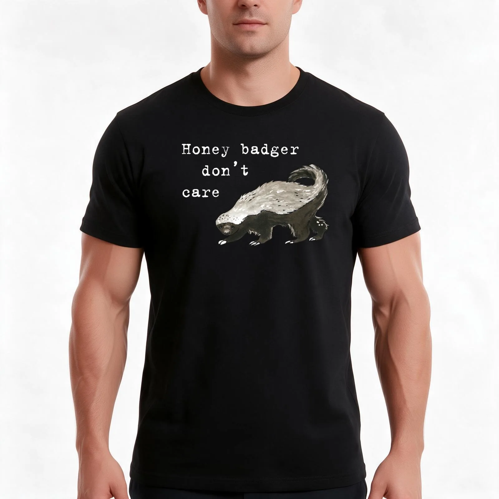 Honey badger dont care - Animal series T-Shirt, Summer Casual Cotton Tee, Oversized Streetwear Tops, Vintage Graphic Print