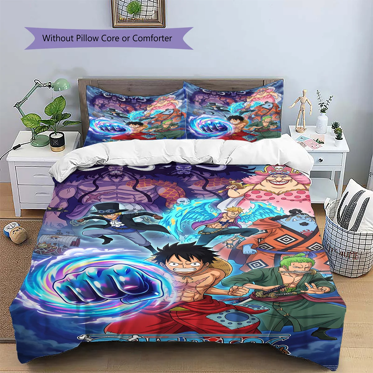 One Piece Anime Themed Printed Pillowcase & Duvet Cover Set | Bedroom Decor Collection | Ideal Gift for Anime Fans YUN6511