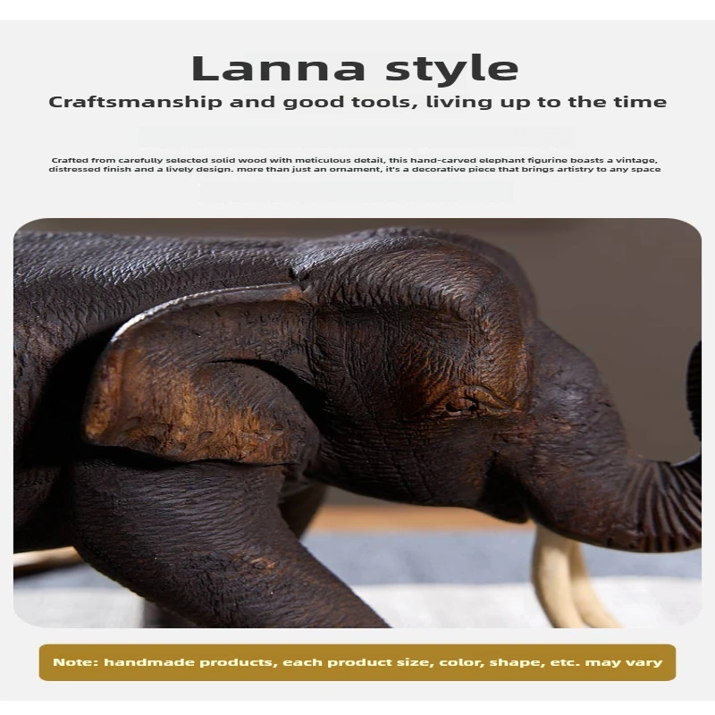 タイ産無垢材象彫刻工芸品 リビングルーム テレビキャビネット装飾飾り デスクトップフォーチュン リビングスペース装飾