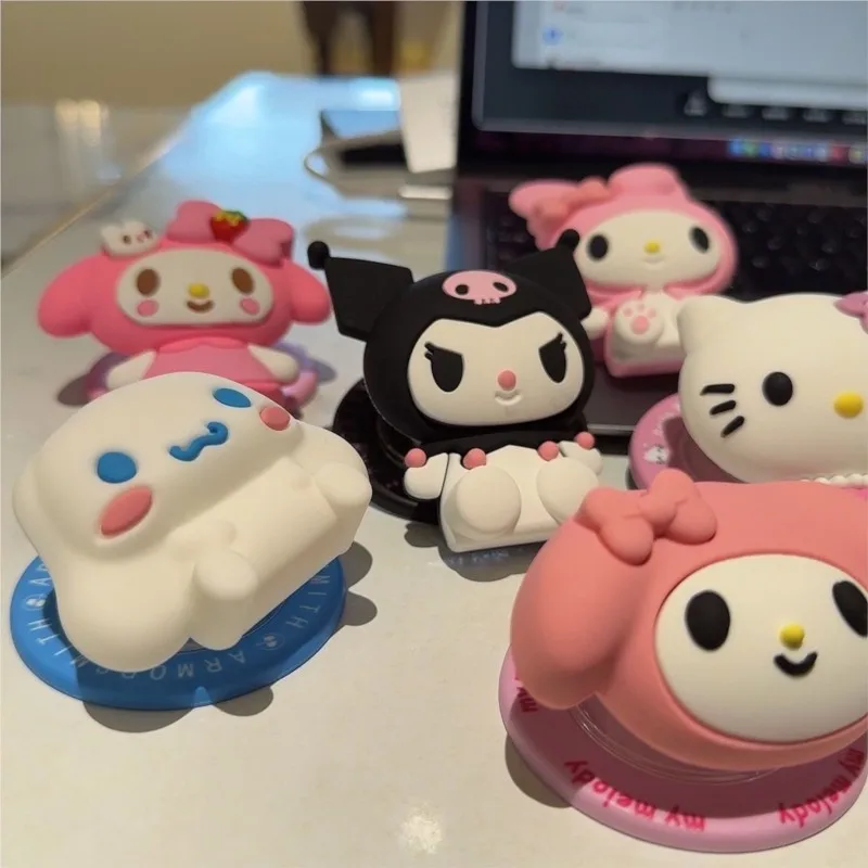 Cute 3D Cartoon Kuromi Cinnamoroll For Magsafe Magnetic Phone Griptok Grip Tok Stand For iPhone 18 Wireless Charging Case Holder view 3