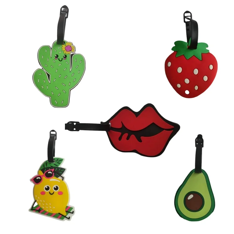 Travel Luggage Tag Silicone Creative Cartoon Fruits Style Suitcase Tags Name Address Holder Baggage Boarding Label Accesorios