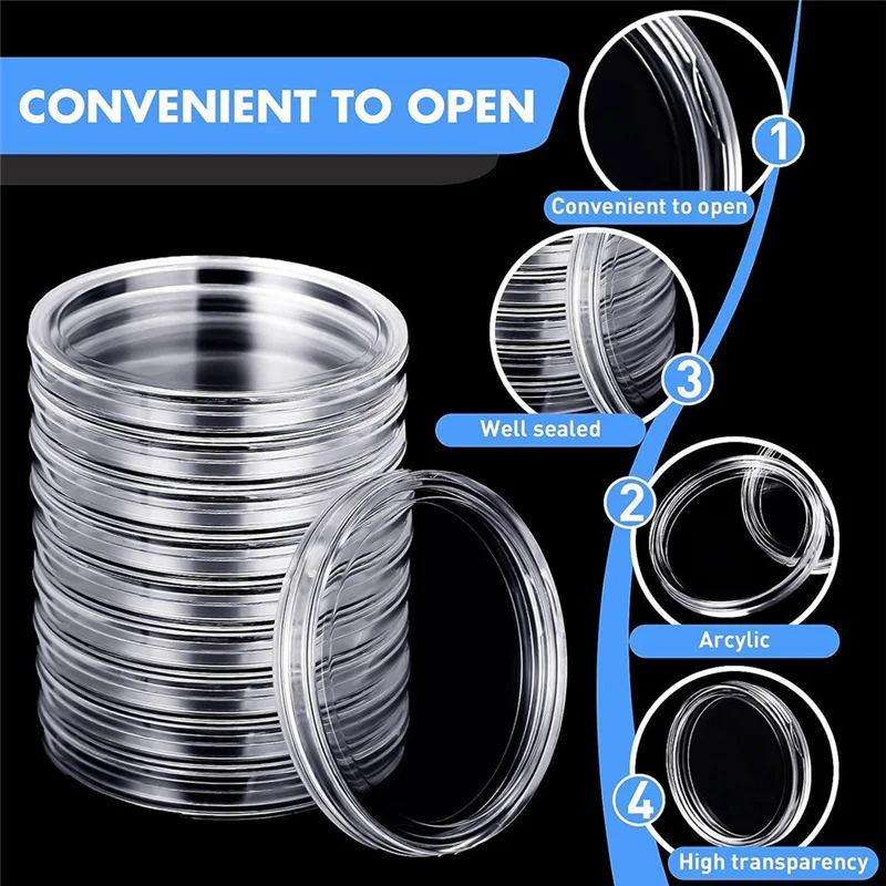 30 Mm Coin Capsules Round Plastic Coin Holder Case With Storage Organizer Box For Coin Collection Supplies (4 Pack) Durable