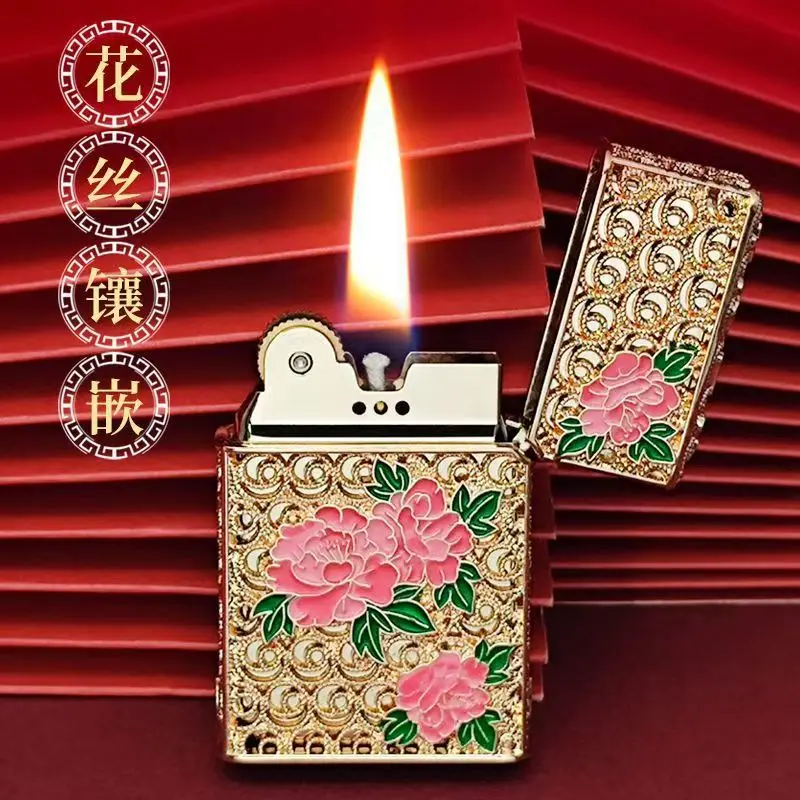 

CHIEF Creative Hollow Enamel Lighter, Ultra-thin Personalized Pure Copper Grinding Wheel Lighter, Cigarette Accessories