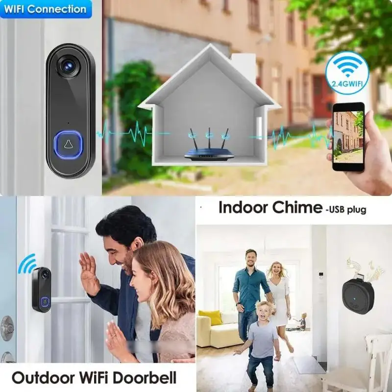 2/4/6PCS Tuya Wifi Motion Detection Remote Access Smart Convenient Secure Two-way Audio Doorbell With Face Recognition