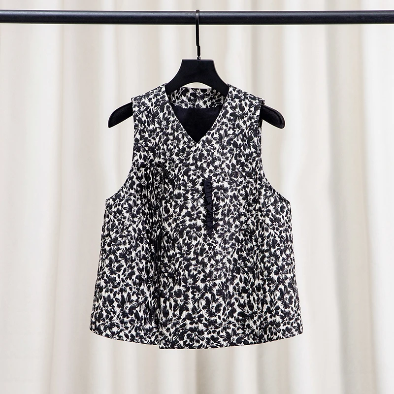 

Модный женский жилет в китайском стиле, без рукавов, с V-образным вырезом, осенне-весенний, с цветочным принтом, из полиэстера, для повседневной носки