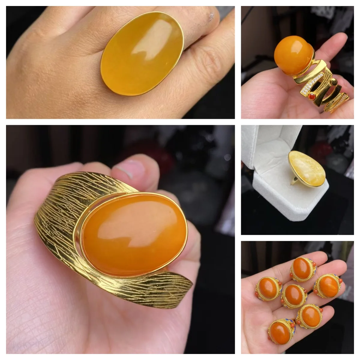 1pcs/lot High quality Russian natural amber bracelet ring 925 silver setting Heavy craftsmanship Shanks size Adjustable