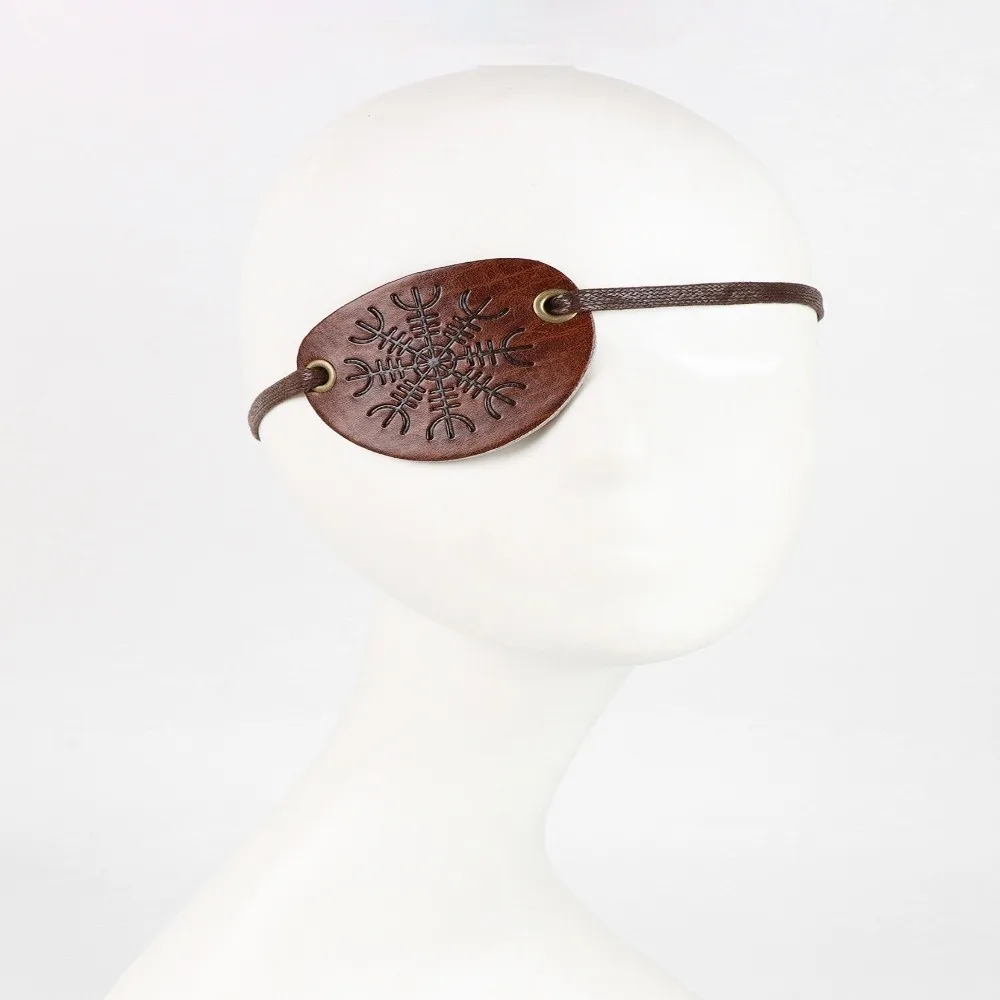 Viking Adjustable Pirate Eye Patch Vintage Brass Rivets Single Blindfold Soft Embossed Cosplay Accessory Renaissance Fair