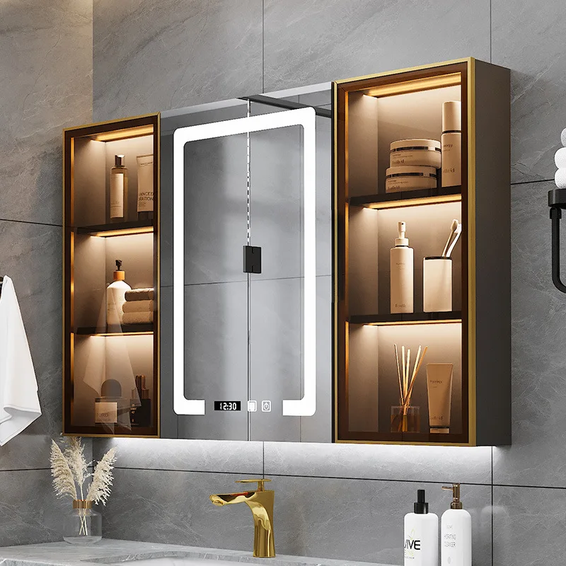 Bathroom cabinet light waterproof and anti-fog touch screen makeup vanity mirror cabinet wall-mounted glass door smart mirror ca