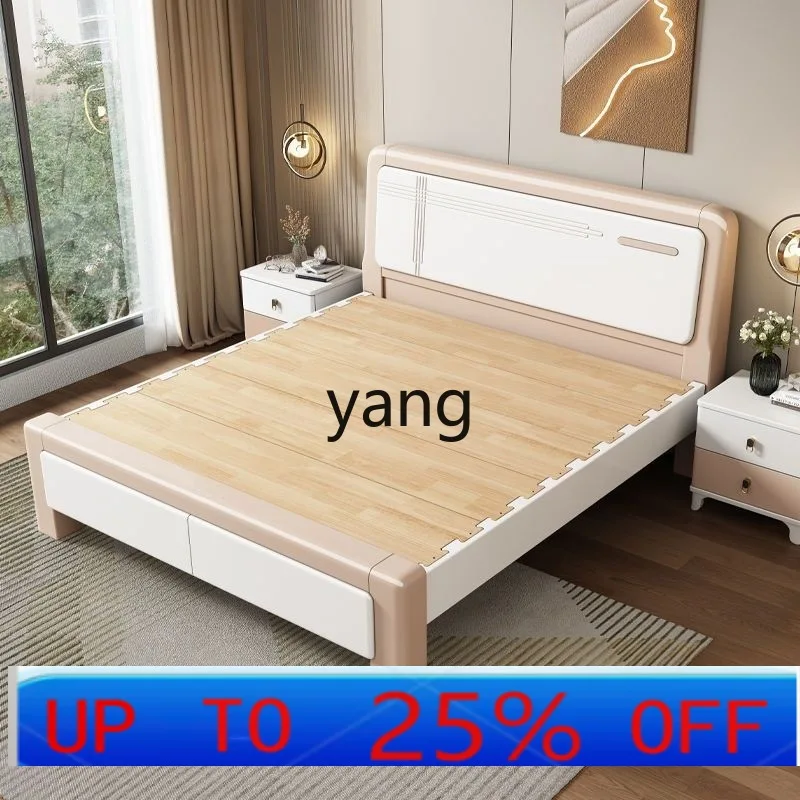LH modern simple silent tenon and mortise all solid wood bed light luxury home master bedroom air pressure storage bed