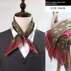 Cotton and Linen  Korean Spring Autumn Winter Scarf Hip Hop Street Style Scarf  Small Square Towel Men's Artistic Retro Scarf