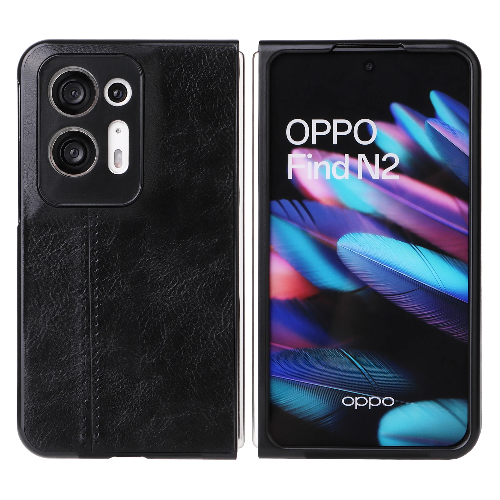 For OPPO Find N2 Case Suture Soft Edge PU Leather Hard Phone Cover For OPPO Find N2 FindN2 Case