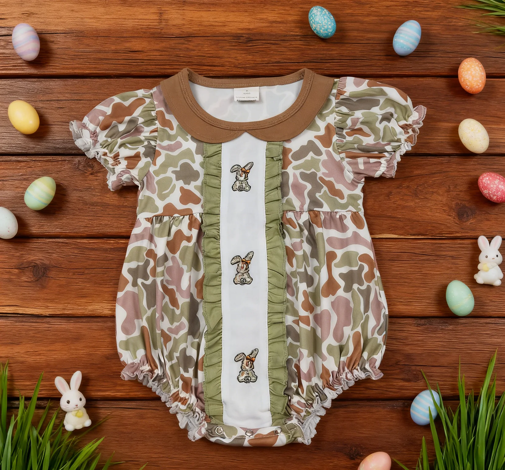 

Z1121-07 SR3259 Presale Baby Bubbles Infant Jumpsuit Kids One-piece Embroidery Print Newborn Romper Toddler Easter Clothes