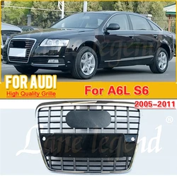 Front Grille Ventilation Net Car Front Bumper Grille for Audi A6 A6L C6 2005 2006 2007 2008 2009 2010 2011 (Refit for S6 Style)