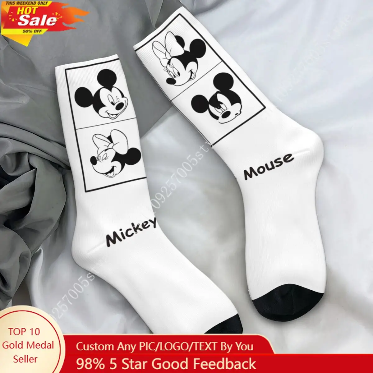 

Mickey Minnie Mouse Socks Elegant Stockings Couple Warm Soft Running Sports Socks Autumn Design Anti Bacterial Socks