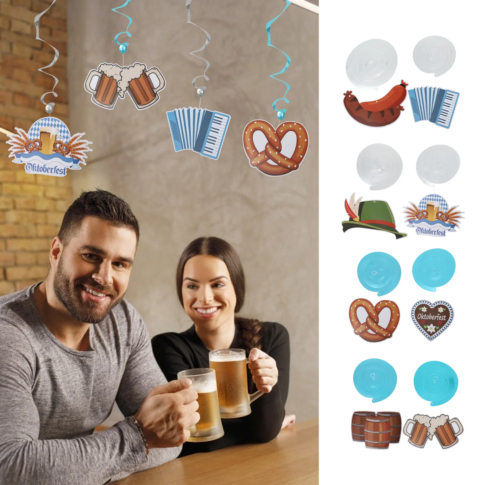 

1Set Oktoberfest Party Hanging Swirl Decor Assorted Colors Indoor Outdoor Decorations for Celebration Event Supplies