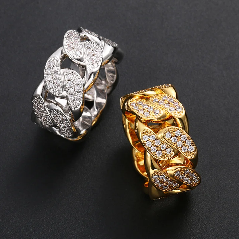 

Unisex Iced Cuban Link Ring, Matching Couple Hip Hop Jewelry, Perfect Gift for Rapper & Lover