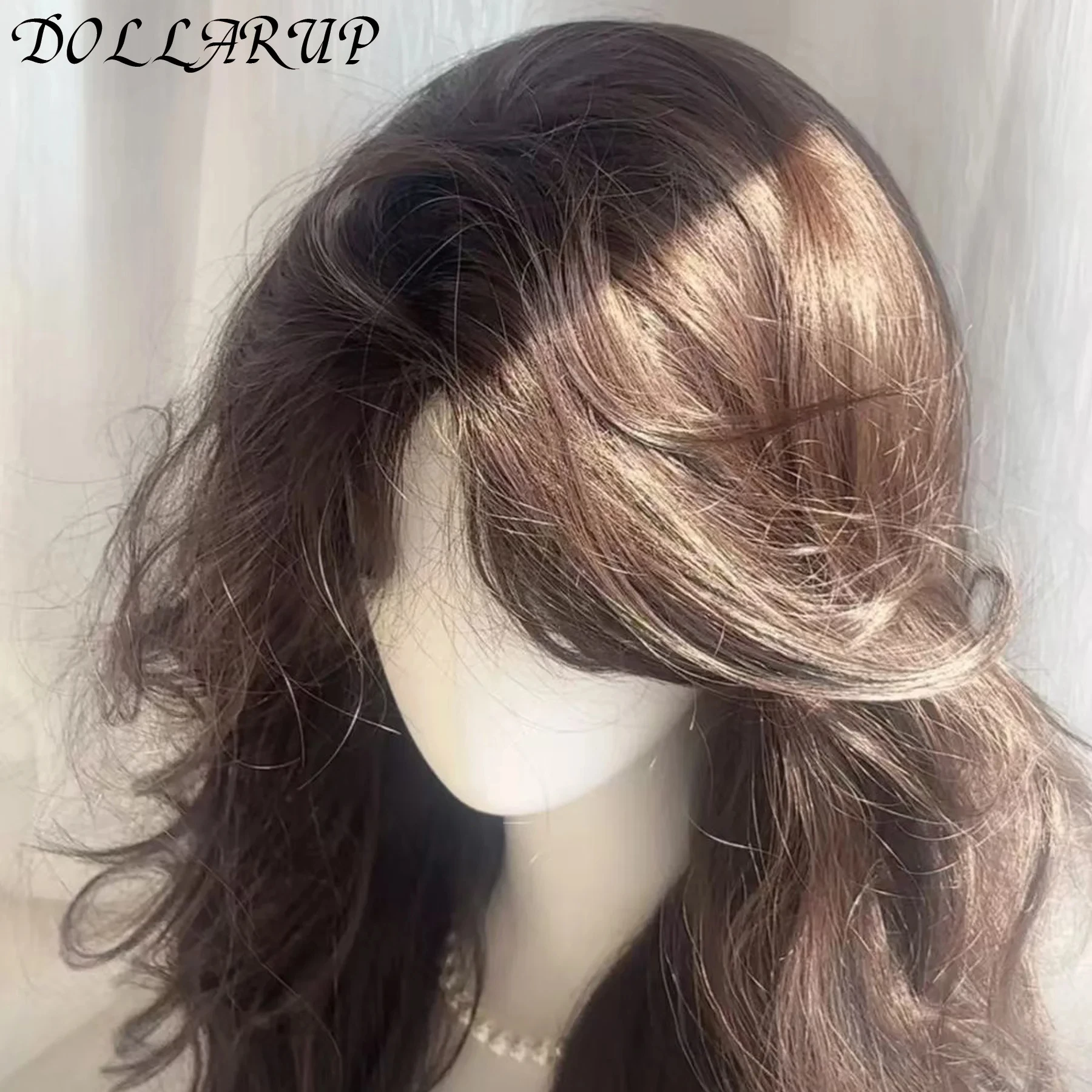 JKL موضة جديدة بيع شعر مستعار من الألياف الاصطناعية أنثى الانفجارات الهوائية شعر طويل مجعد موجة كبيرة مزاجه إصلاح الوجه شعر مستعار رئيس مجموعة #2