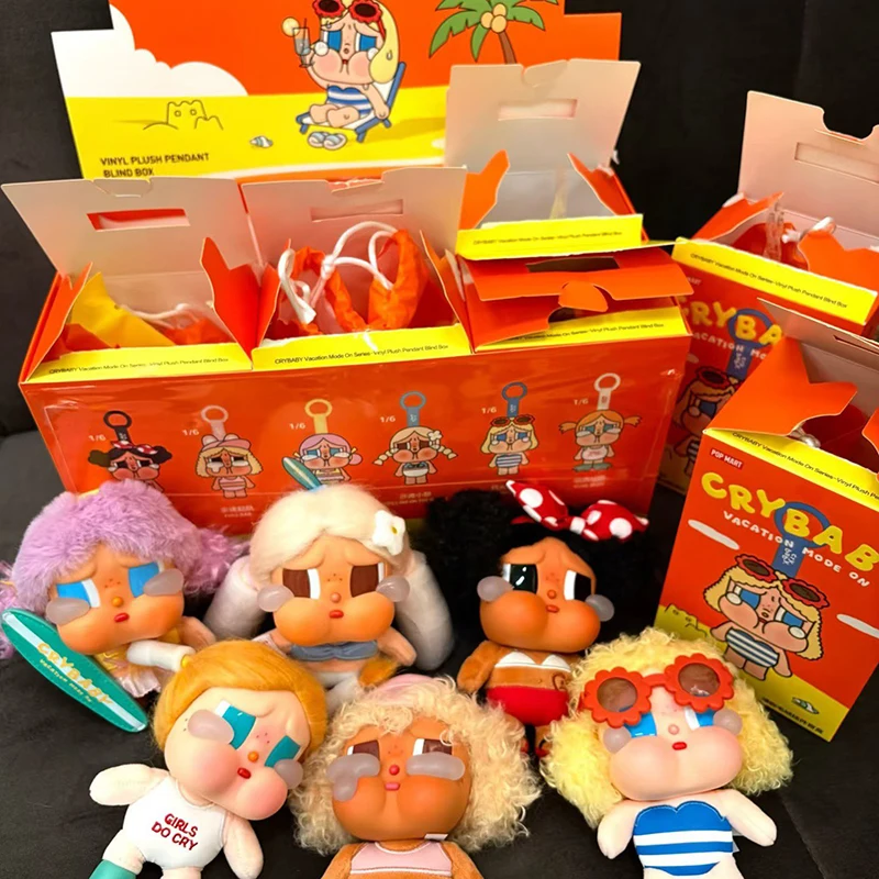 

POPMART CRYBABY Vacation Mode On Series Blind Box Vinyl Figurine Keychain Children's Collectible Toy Birthday Gift