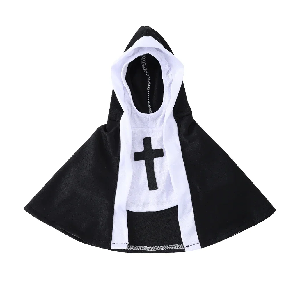 Halloween-Katzen-Nun-Kostüm, Jesus-Kreuz-Muster, Katzenkleidung für kleine Hunde, lustiges, süßes Kostüm für Partys, Overall für Haustiere, Katzenaccessoires. – Detail 3