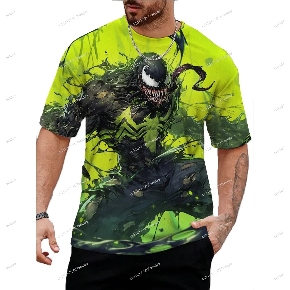 

Tops Marvel Venom Print T-Shirt Summer Round Neck Tops Tees Male Casual Stylish Short Sleeve Clothing Fashion Trend Streetwear