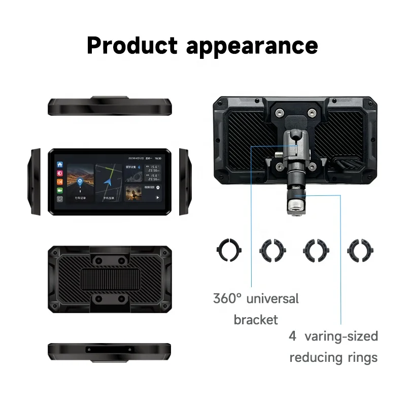 AlienRider M12 Pro Motorcycle Carplay Navigation Dash Cam With 6 Inch Touch Screen Dual Recording  BSD 77G Millimeter Wave Radar