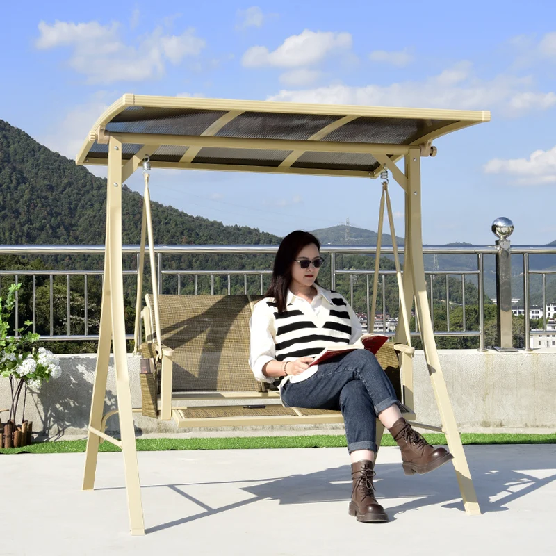 Modern Double Seat Outdoor Courtyard Swing Chair Hot Selling Metal Garden Patio Furniture for Hotels