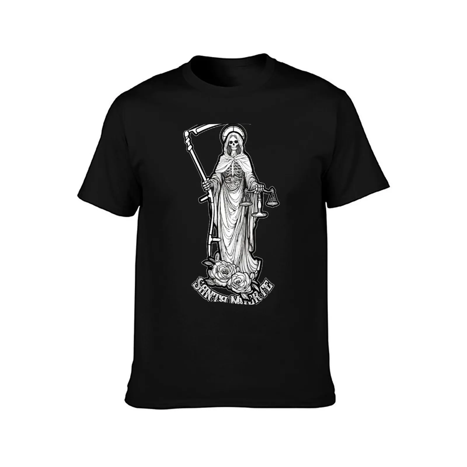 Santa Muerte with Scales - Saint Death T-Shirt Plus Size Workout Short Sleeve Top T-Shirt
