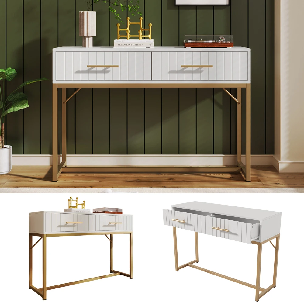 Dressing Table with 2 Drawers 75cm Height ,Chest of Drawers Bedroom Highboard White Sideboard Drawer Chest Dresser
