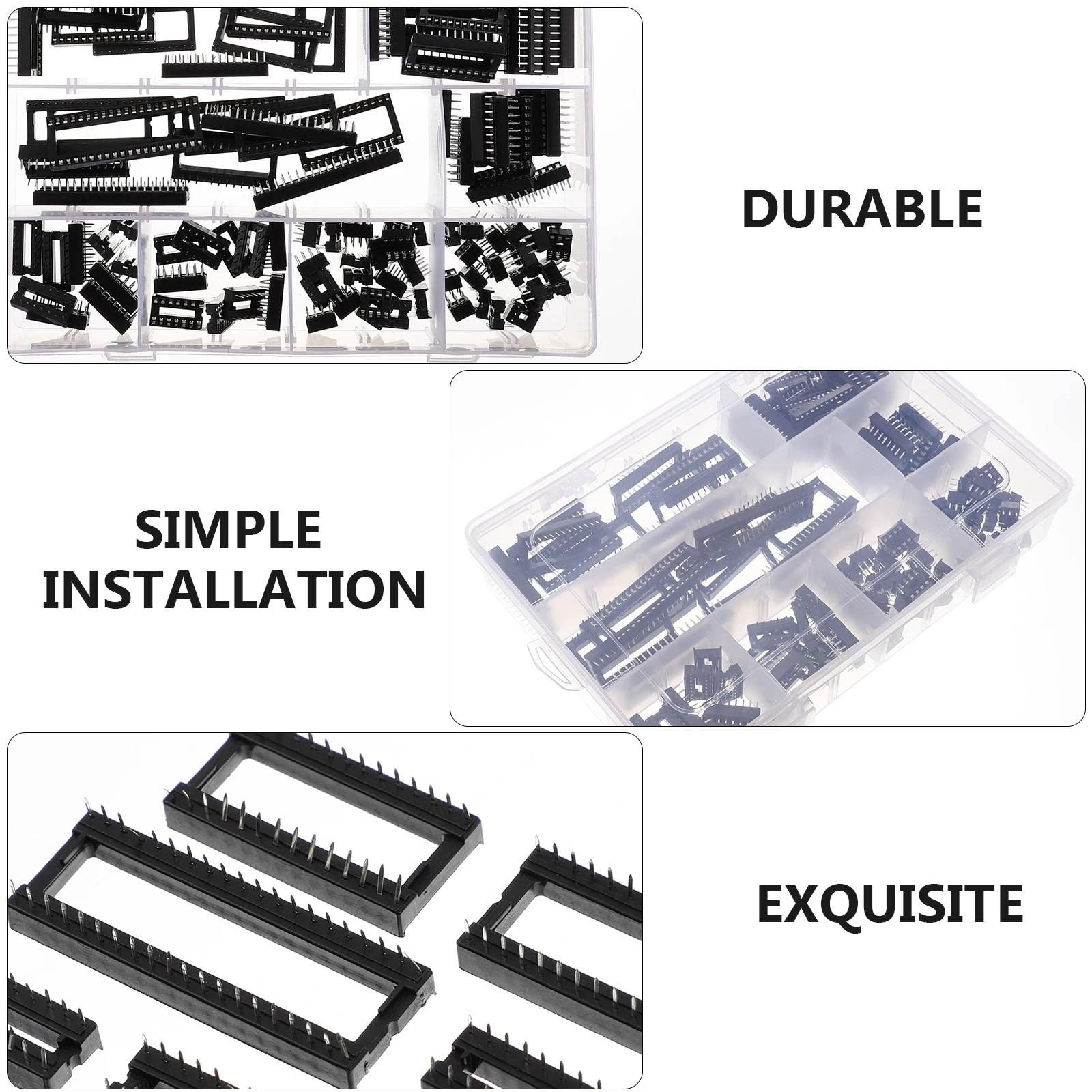 

100pcs IC Integrated Circuit Chip Assortment Solder Type Socket Kit Pin Easy Alignment Long Lasting Work Household