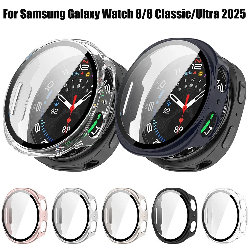 PC-Gehäuse aus gehärtetem Glas für Samsung Galaxy Watch 8 40 mm 44 mm 8Classic 46 mm Schutzabdeckung für Galaxy Watch Ultra 2025 47 mm Shell
