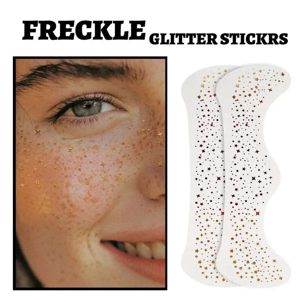 Easy to Apply Face Tattoos Shimmering Freckles Tattoo Stickers for Women Girls Eye-catching Temporary Makeup Patches for Parties