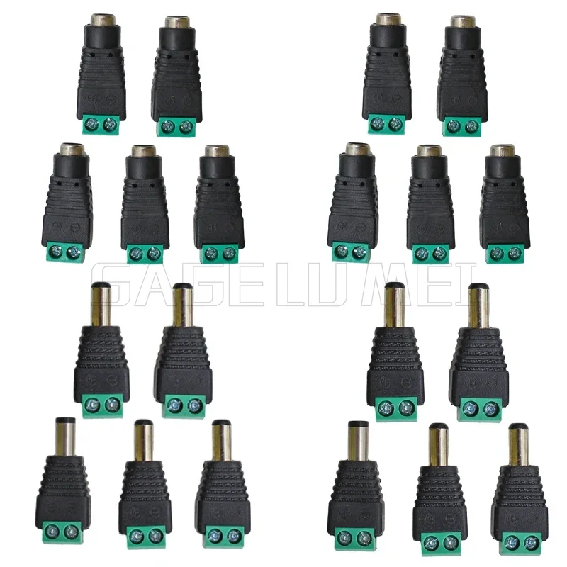50/100 sztuk DC 12V męskie złącza żeńskie 2.1*5.5mm adapter wtyczki zasilania gniazda gniazda złącze kolor sygnału taśma LED kamera telewizji przemysłowej — zdjęcie 7
