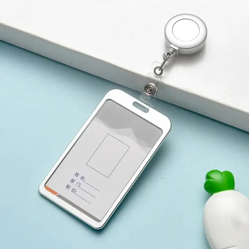غطاء بطاقة الموضة النساء الرجال سبائك الألومنيوم العمل حاملي بطاقات الاسم الأعمال بطاقة العمل معرف شارة الحبل حامل معدني الفقرة cartas