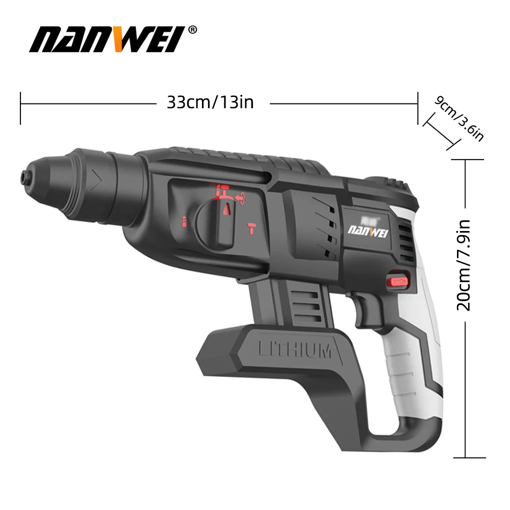 21V Power Tool Three Function Hammer Drill Pick Lithium Battery Hammer Drill