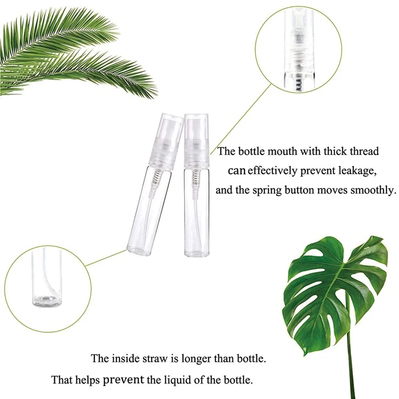 60Pcs Mini Spray Bottle 2Ml,Refillable Plactic Spray Bottle,Perfume Mouthwash Atomizer For Cleaning Refillable Container Durable