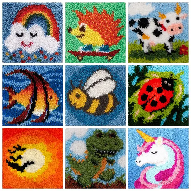 

Prajna Cartoon Animal Carpet Embroidery Latch Hook Kit undefined Latch Hook Rug Button Pad Package Smyrna Package Carpet DIY