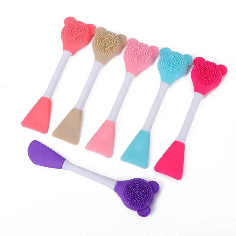 Double Head Facial Mask Brush Silicone Applicator Spoon Spatula Stirring Stick Women Skin Face Cleansing Care Home Makeup Tools